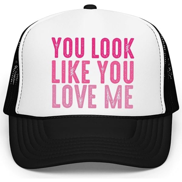 Nissun Accessories - You look like you love me Trucker Hat Country Music Song Theme Pink Black White